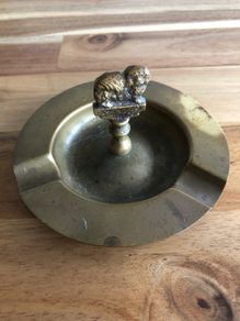 Brass Pekingese adorned Ashtray