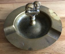 Brass Pekingese adorned Ashtray