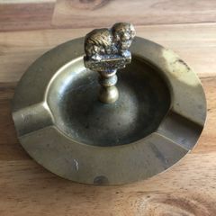Brass Pekingese adorned Ashtray