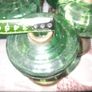 4 Beautiful Old Green Glass Oil Lamps, Postage Available Image 5