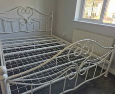 Beautiful White Solid Metal King Size Bed Frame - Can Deliver