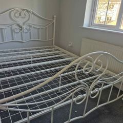 Beautiful White Solid Metal King Size Bed Frame - Can Deliver