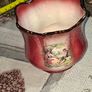 Antique Staffordshire Pink and Gold Ceramic Jardiniere Romantic Courting Scene, Postage available or Collection Image 2