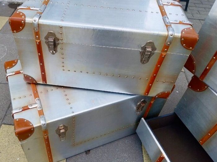 Steamer Trunks x 4 Aluminium & leather.