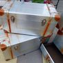 Steamer Trunks x 4 Aluminium & leather. Image 6