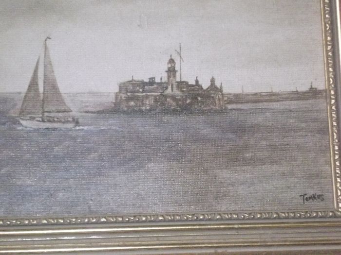 a irish oil painting on board framed by edward tomkus