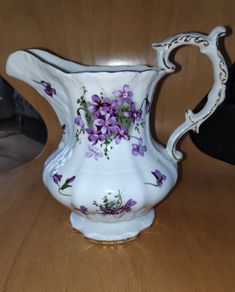 Vintage Hammersley bone china Pitcher Victorian Violets pattern
