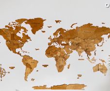 Wall Wooden Decor 3D Classic World Map