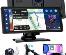 Apple Carplay, 8.88" Car Play Screen for iPhone & Android with 1080P HD Rear & Front Cameras, GPS Navigation, Bluetooth 5.2, Hands-Free Voice Control, Mirror Link, AUX, FM