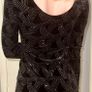 Quiz Black Velvet Glitter Hologram Long Sleeve Mini Dress - Size 10 Image 4