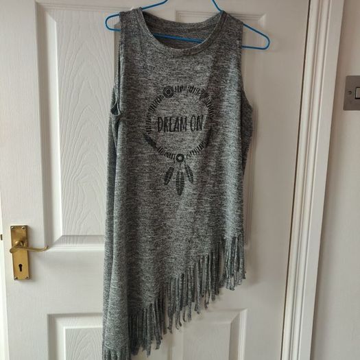 Long Knitted Grey Top with side slits, size 10