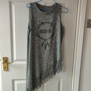 Long Knitted Grey Top with side slits, size 10