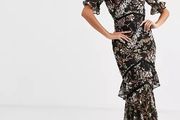 Stunning New Hope and Ivy Maxi dress wedding debs special occasion tiered stunning silhouette BNWT  UK 14