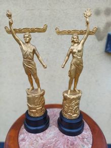Vintage Art Deco Spelter Statues