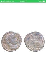 Constantinus I The Great 306-337AD Silvered  AE19mm 3g Camp gate Antioch