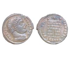 Constantinus I The Great 306-337AD Silvered  AE19mm 3g Camp gate Antioch