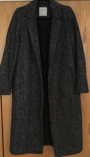 ZARA Straight Fit Long Wool Blend Coat New