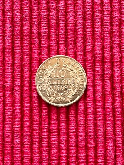 Vatican 1869 10 Lire Gold Coin Papal State Rare Low Mintage 5944 Mintage