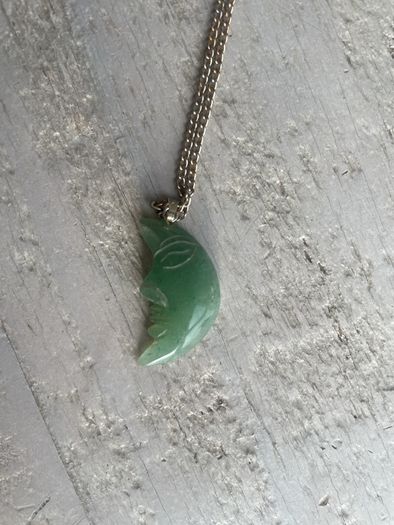 Vintage Carved Man in The Moon Necklace
