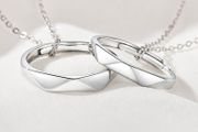 Personalized Sterling Silver Engraved Necklace, Custom Message Couple Jewelry