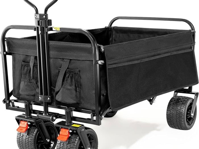 NEW SALE Folding Festival Trolley Cart With Brakes, Beach Trolley for Sand Cart With Adjustable Handle
