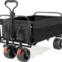 NEW SALE Folding Festival Trolley Cart With Brakes, Beach Trolley for Sand Cart With Adjustable Handle