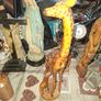 Very Large Vintage Hand Carved Wooden Mother & Baby Giraffe African Folk Art Sculpture and another Giraffe, 3 in total Image 2
