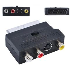 21 Pin SCART to RCA Female Phono AV Audio 3 RCA S Video Input Output Selector