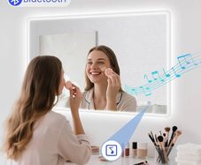 500x700 mm Bathroom-Mirror-with-LED-Lights for Wall, Bluetooth, Anti-Fog, 3 Colors Dimmable Bathroom-LED-Mirror, Memory Function, HD Tempered Glass, IP44 Smart-Mirror(Horizontal/Vertical)