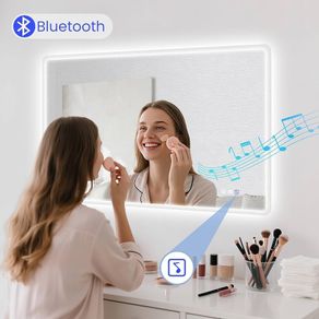 500x700 mm Bathroom-Mirror-with-LED-Lights for Wall, Bluetooth, Anti-Fog, 3 Colors Dimmable Bathroom-LED-Mirror, Memory Function, HD Tempered Glass, IP44 Smart-Mirror(Horizontal/Vertical)
