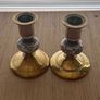 Pair of Brass and Painted Porcelain candlesticks Image 10