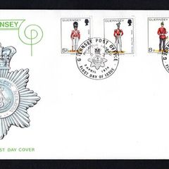 1974 Guernsey Militia Uniforms Definitive Stamps Medium Value First Day Cover (FDC).