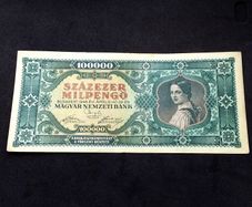 Hungarian National Bank : 100,000 Milpengo Banknote - 1946