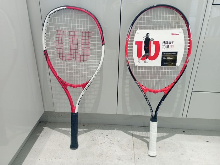 Two Wilson Federer 110 rackets (new 25, used 15)