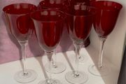 Vintage 6 crystal ruby red wine  glasses
