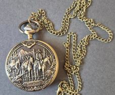 Quartz Vintage Style Pocket Watch, cowboy commerative.