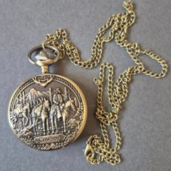 Quartz Vintage Style Pocket Watch, cowboy commerative.