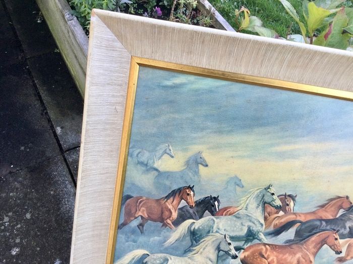 Large Framed Galloping Horses Print