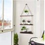 BRAND NEW 3 Tiers Rustic Wooden Wall Hanging Rope Shelf Mounted Floating Storage Unit Home Image 5