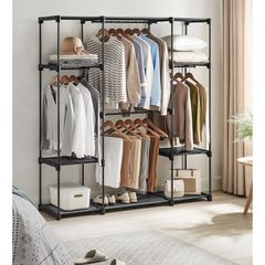 Open wardrobe with 4 hanging compartments