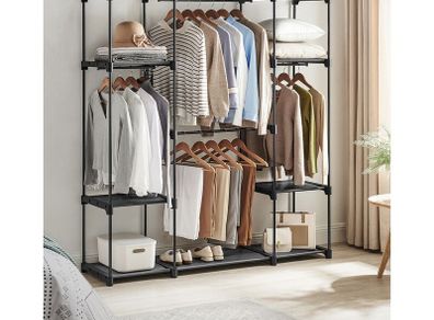 Open wardrobe with 4 hanging compartments