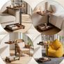 Side Table Adjustable, C Shaped CD, Wood Over Bedside Table with Wheels 360 Swivel, Sofa Side Tables with Mobile Storage Rack for Living Room Home Bedroom Office Image 7