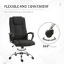 Office Chair with Rocking Function, Headrest, Ergonomic Desk Chair Swivel, Height-Adjustable Linen Touch Black Image 4