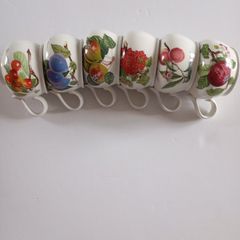 Portmeirion Pomona Set of 6 Vintage Mugs Made in England Rare Assorted Fruit Collection
