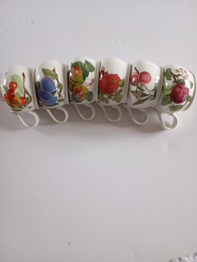Portmeirion Pomona Set of 6 Vintage Mugs Made in England Rare Assorted Fruit Collection