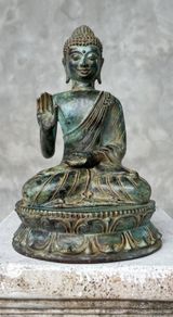 Abhaya Mudra Gesture Of Reassurance (27cm) - Patinated Bronze