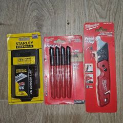 Milwaukee Fastback, 4 pack Inkzall markers & 50 x Utility Blades