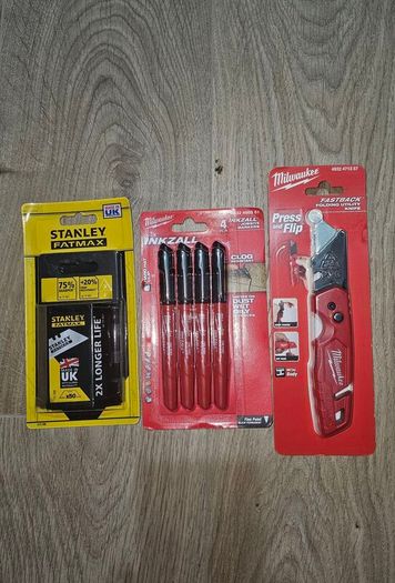 Milwaukee Fastback, 4 pack Inkzall markers & 50 x Utility Blades