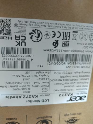 Acer 27" LCD monitor