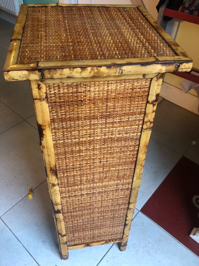 Solid wood bamboo and rattan weave 4 drawer chest of drawers